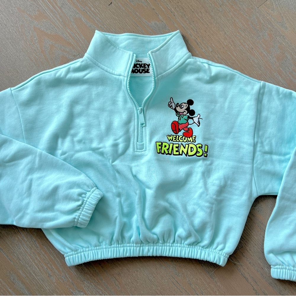Disney Mickey Mouse Cropped Sweatshirt - Teal
